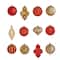 12ct. 4" Red & Gold Shatterproof Luxe Ornament Set